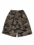 Trail Ready kids washed camouflage cargo shorts, front flat lay