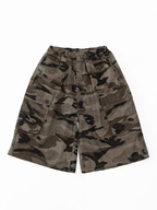 Trail Ready kids washed camouflage cargo shorts, front flat lay